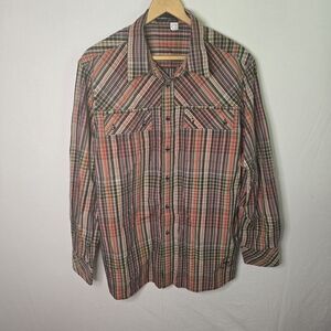 Vintage Rocawear Men’s XL Orange Plaid Long Sleeve Button Down Shirt